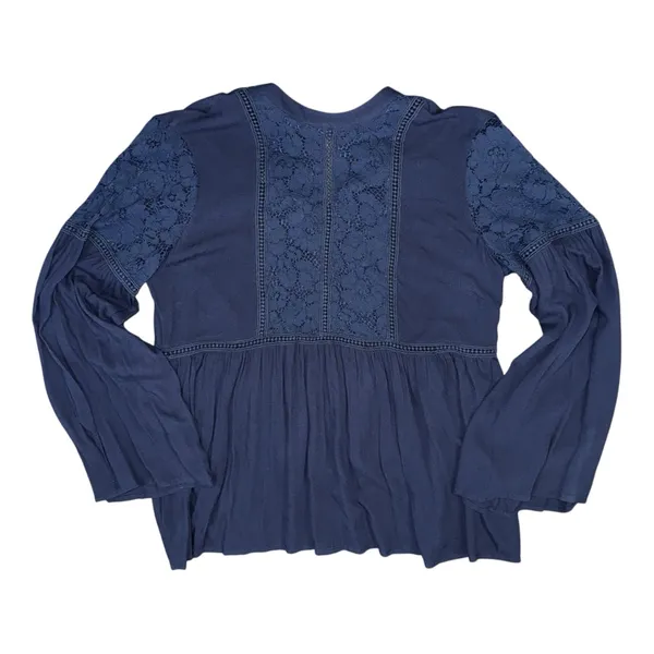 NWT Ariat Nita Top Sz XL Navy Blue Peplum Long Sleeve Open Back Bell Sleeve Boho - Image 2