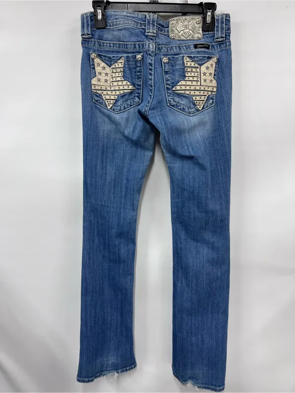 Miss Me bootcut Star-Embellished Jeans Designer Americana 4th of July size 28 - Image 3