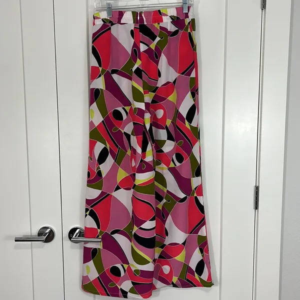 V Cristina Small Pink and Black Pop Art Wide Leg Pants - Image 3