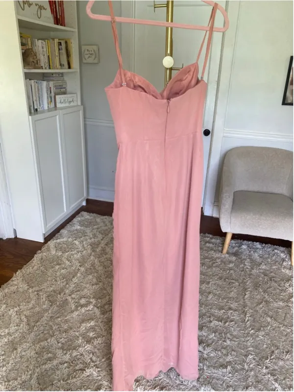 Azazie Kendall Kylie Maxi Dress Dusty Rose Formal Bridesmaid Satin Wedding Guest - Image 3