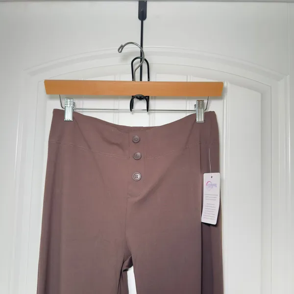 New Keriffe Women’s Medium Brown Straight Leg High Waisted Pants Dark Academia - Image 3