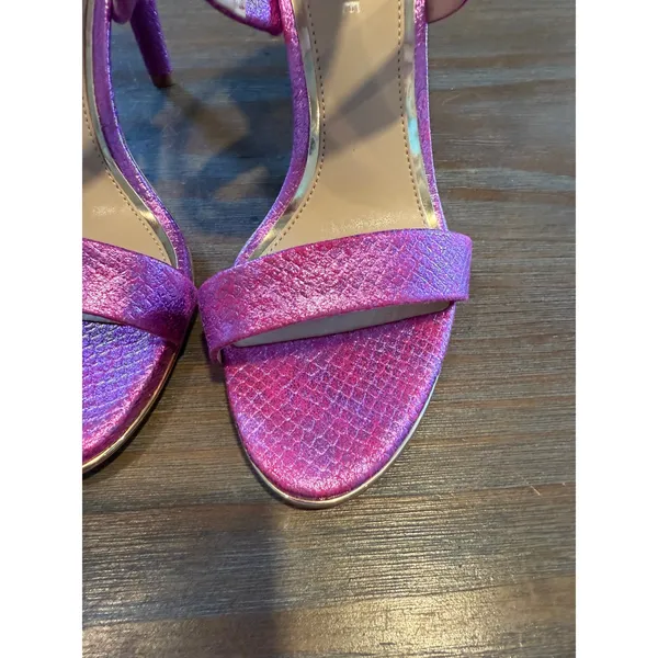 Kenneth Cole‎ Brooke Cross Metallic Purple Snake Heels 6.5 | Strappy Stiletto - Image 8
