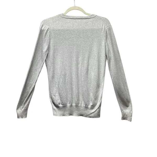 J. Crew woman’s cotton v-neck sweater Light gray Size Medium - Image 2