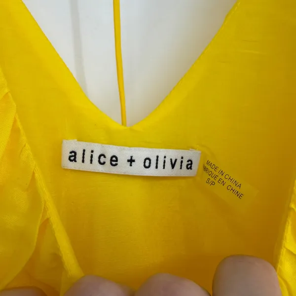 Alice + Olivia Dress Womens S Yellow Silk Cotton Tie Back Mini‎ Boho Luxury - Image 8