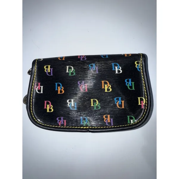 Dooney Bourke Black Rainbow‎ Canvas Coated Monogram Pouch Small With Emblem - Image 2