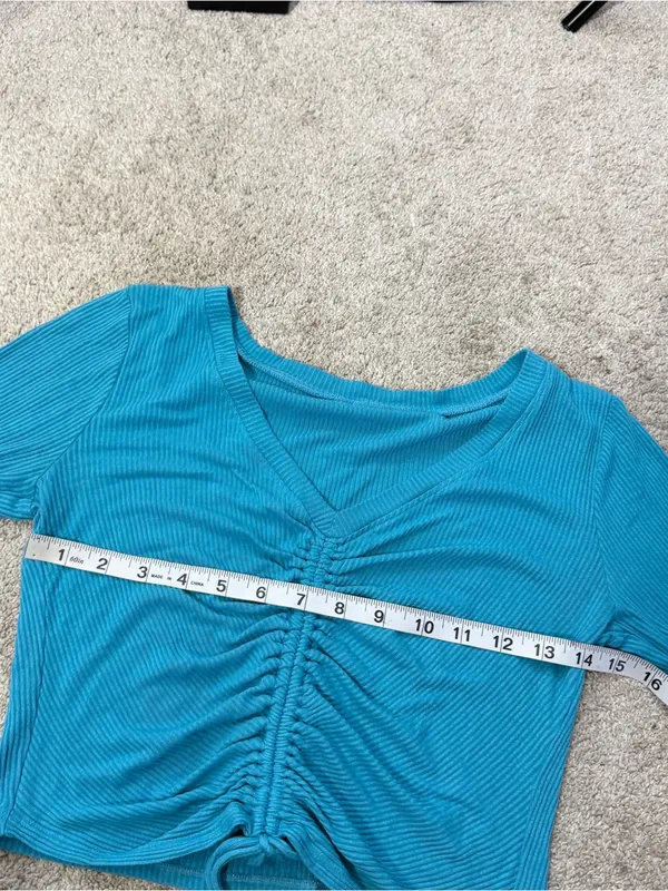 ALO Yoga Women’s Ribbed Cropped Cinch Long Sleeve in Blue Splash S - Image 7