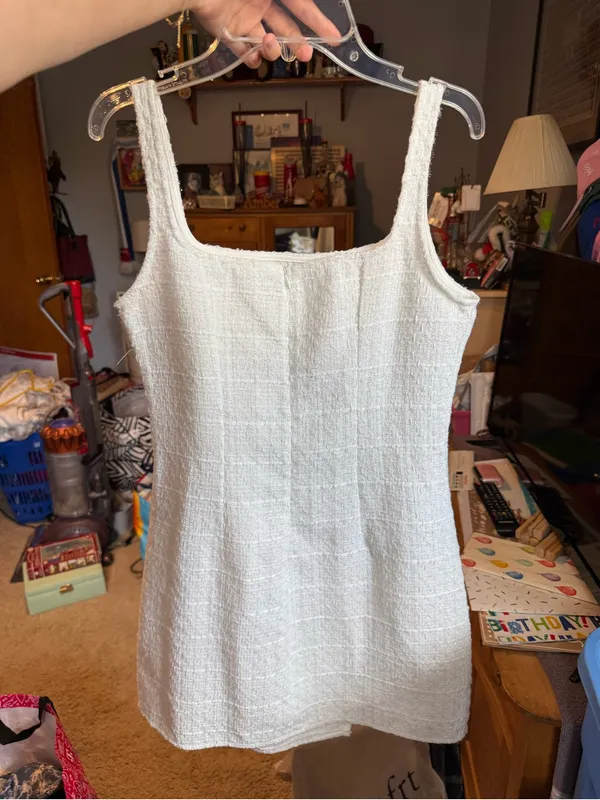 Textured White Tank Dress Size 4 - Image 2