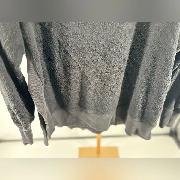 Aerie Chilled Out Brushed Fleece Sweatshirt Side Splits Small Black - Image 15