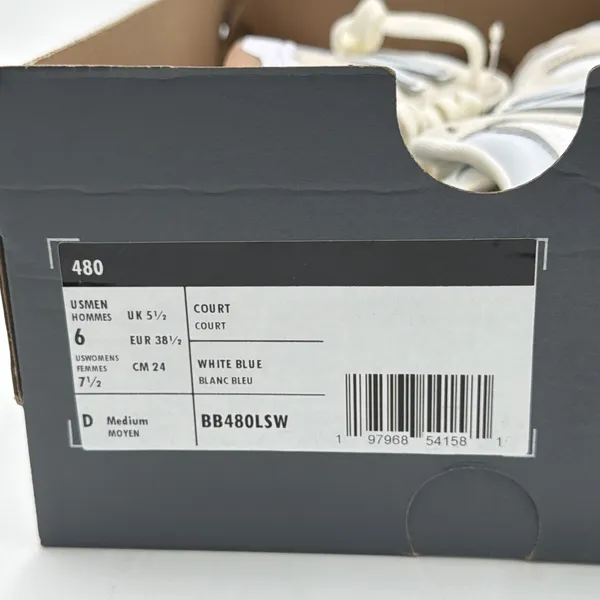 New Balance 480 Shoes Womens Size 7.5 / Mens Size 6 White Blue BB480LSW New - Image 9