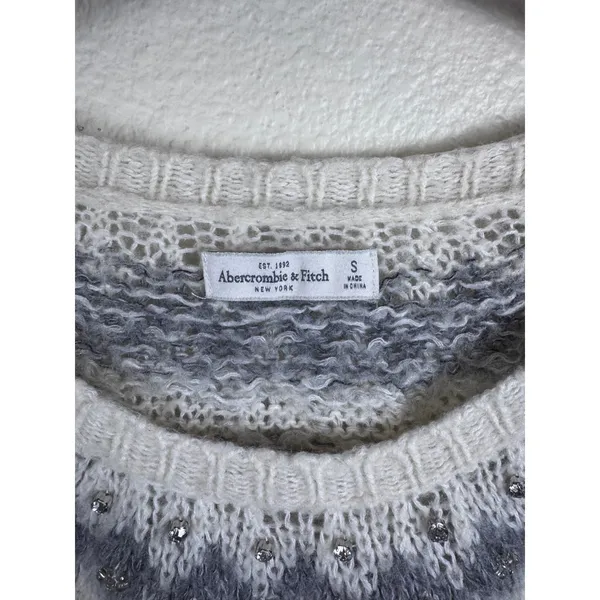 Abercrombie & Fitch‎ Y2K Fair Isle Wool Sweater Women S Embellished Coquette - Image 2