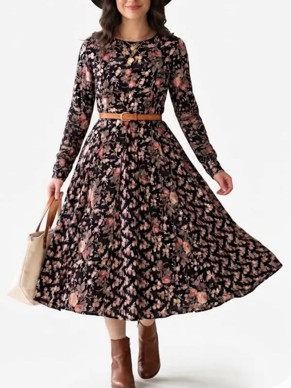 UNBRANDED Broomstick mixed print ditzy floral tea rose round neckline size L - Image 9
