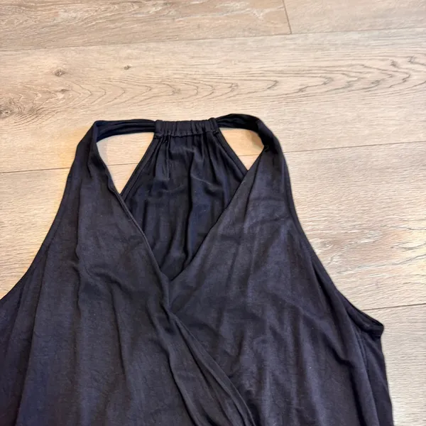 Fashion Black Sleeveless Wrap Neck‎ Ruched Hem Tank Top Womens Medium M - Image 4