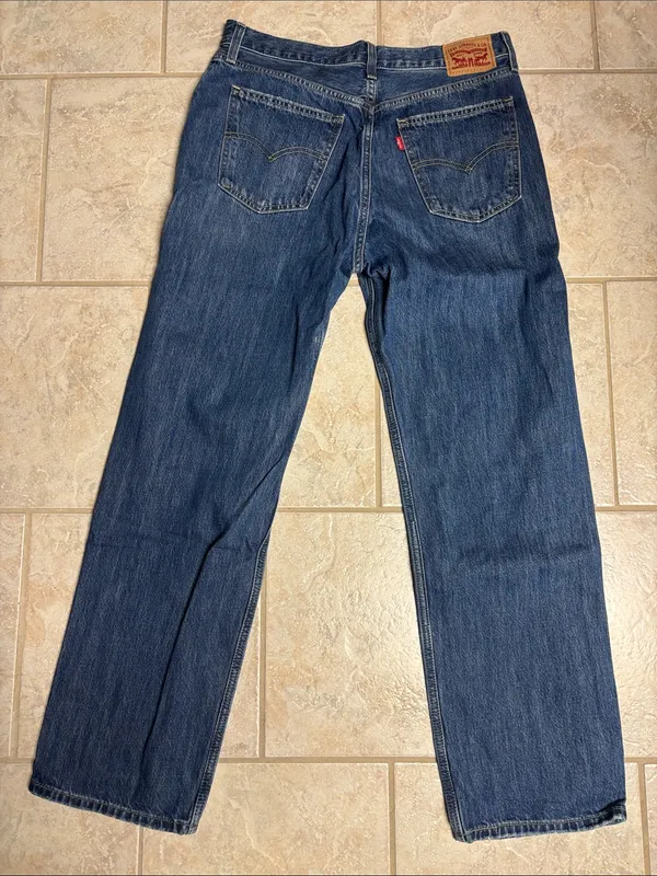 Levi “Low Pro Straight” Distressed Jeans in Dark Blue - Image 5