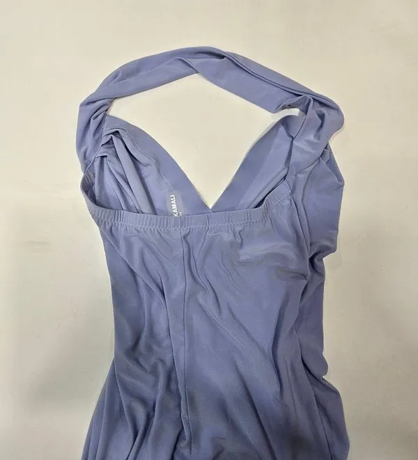 Norma Kamali x REVOLVE Halter Sweetheart Side Drape Gown in Celestial Blue - Image 13