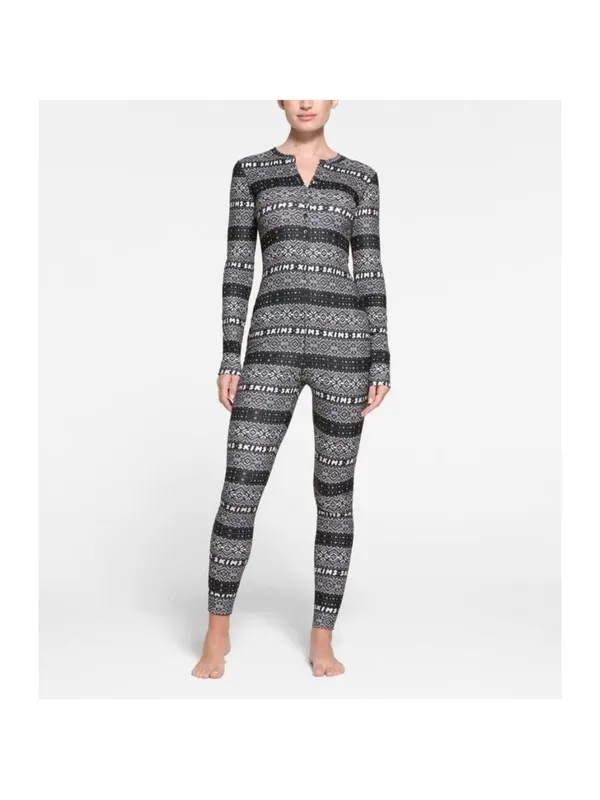 Skims Fair Isle Henley onesie large - Image 3