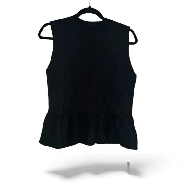 COMMENSE Sleeveless Ruffle Hem Sweater Vest COLOR - Black Sold out online NWT - Image 3