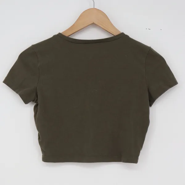Wild Fable T-Shirt Womens S Olive Green Short Sleeve Cropped Stretch Excellent - Image 4
