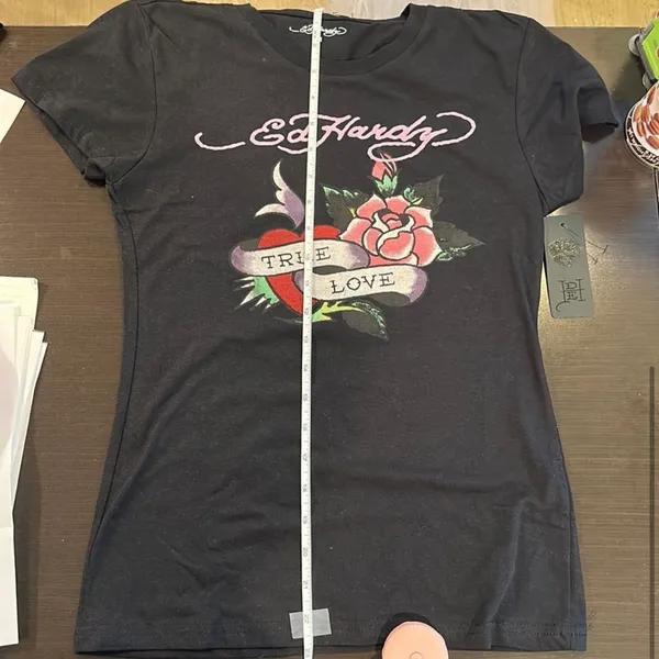 Ed Hardy NWT Graffiti Black Rose Heart True Love T-Shirt Size Medium - Image 2