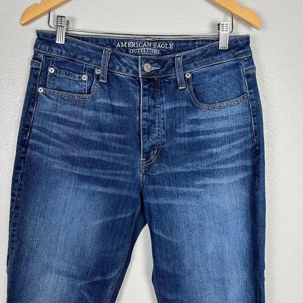 American Eagle Vintage Hi Rise Jeans Womens 12S Short Denim Blue Button Fly‎ - Image 2