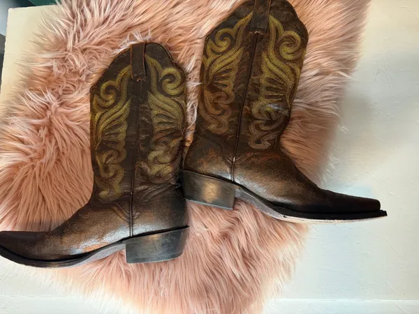J.B. Dillon Western Leather Cowboy Boots Brown Size 7 - Image 2