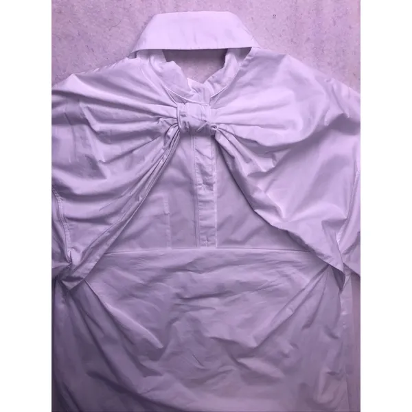 Zara Poplin Button Down Shirt Womens Medium‎ White Long Sleeve Pocket - Image 7