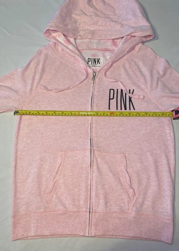 Victoria's Secret PINK Lightweight Light Pink Perfect Zip Hoodie Size Medium EUC - Image 10