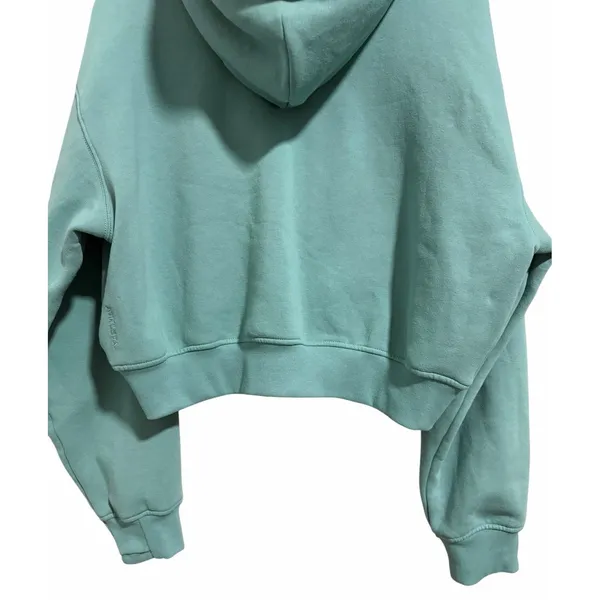 Athleta Forever Fleece Full Zip Cropped Hoodie Turquoise Women's Size Medium - Image 6
