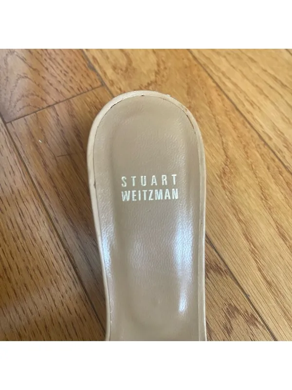 Stuart Weitzman Leather Mules Sandals open toe Beige Tan Sz 8 - Image 10