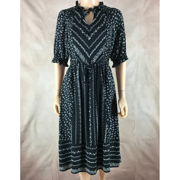 CeCe Black Floral Smocked Midi Dress Size XS - Image 4