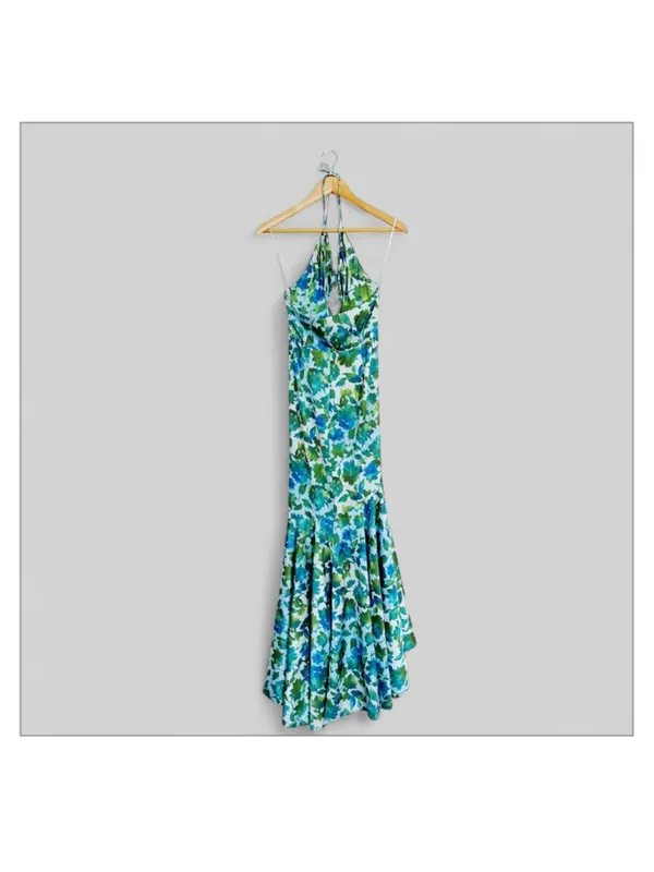 Amur Edie Floral Ruffle Cascade Halter Maxi Dress - Image 6