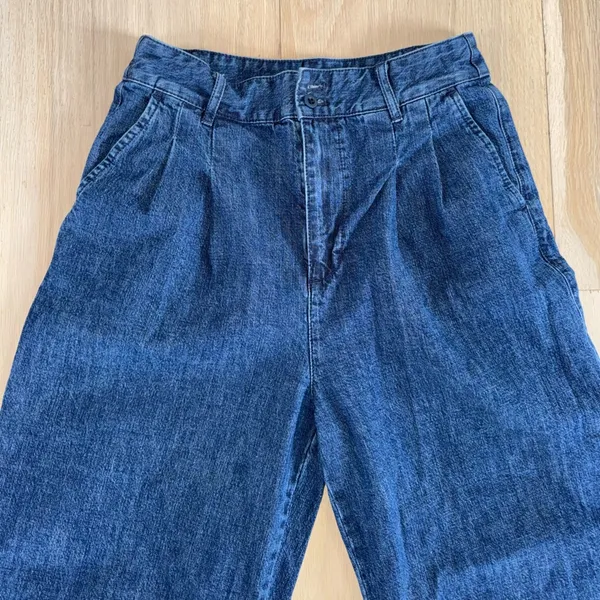 Madewell Pleated Wide-Leg Jeans Medium Wash Size 6 - Image 2