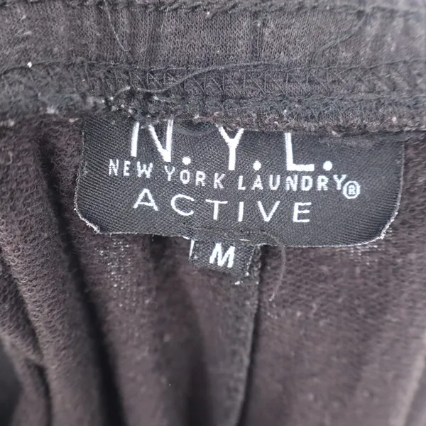 NYL New York Laundry Active Black Wide Leg Cropped Cargo Joggers Pants Size M - Image 2