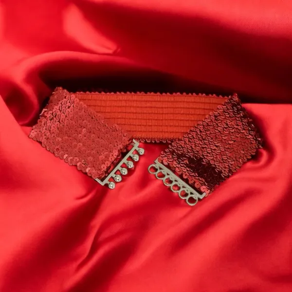 Chic Style Red Sequined Elastic Waist‎ Belt for Women Elegant One Size - Image 8