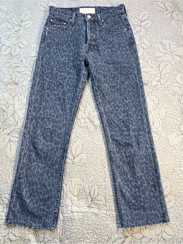💥MOTHER Superior The Tomcat Sinister Leopard Print Raw Hem Ankle Jeans Size 24🧡 - Image 15