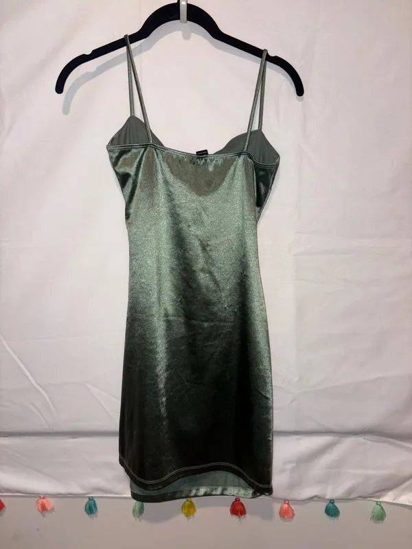 Windsor Green Mini Dress Satin - Image 3