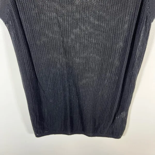 Zara Women Black Open Knit Tank Top‎ Scoop Neck Mesh Sleeveless Womens Large NWT - Image 3