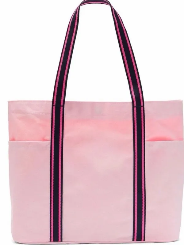 Victoria's Secret PINK Tote Bag Light Pink with Navy Stripped Handles NWT - Image 3