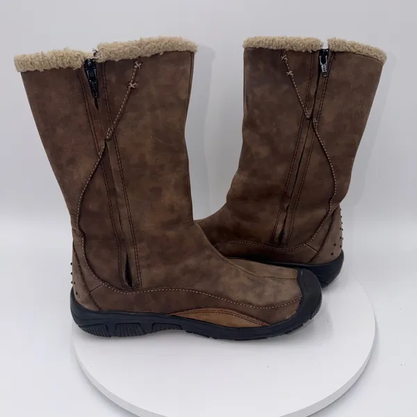 Keen Stockholm Brown Leather Faux Shearling Lined Winter Boots Womens Size 6.5 - Image 5
