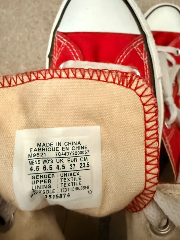 Converse Chuck Taylor All Star Red Hi Top Sneakers Size 6.5 - Image 6