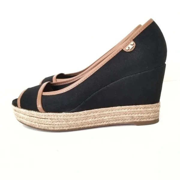 Tory Burch‎ Majorca Espadrilles Peep Toe Wedge- Size 8.5 - Image 3