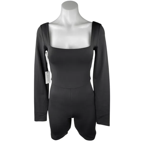 NEW Aritzia Babaton Black Long Sleeve Square Neck Bodycon Jumpsuits Rompers Sz M - Image 2