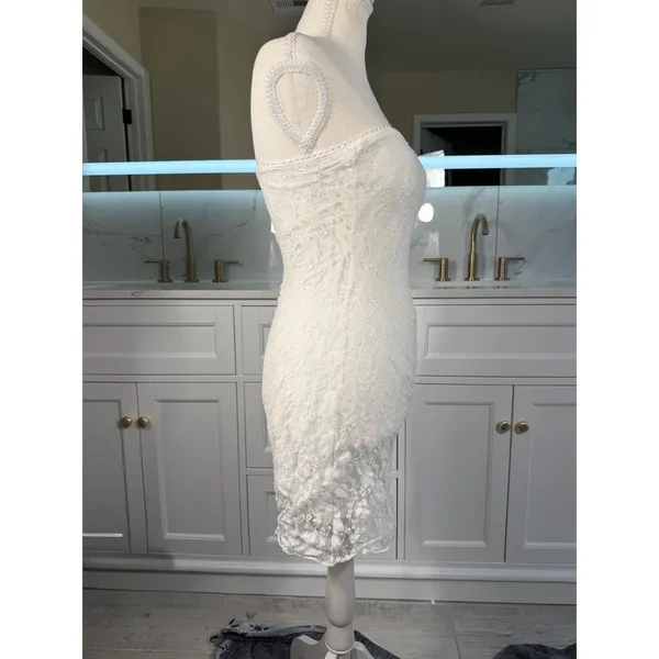 ace Tube Dress Womens Small White Ruched Strapless Bodycon Mini - Image 12
