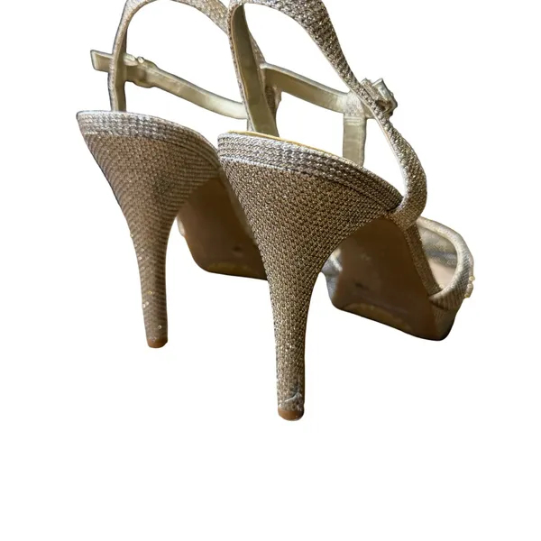 👠✨ Gianni Bini Metallic Gold‎ Strappy High Heel Sandals Ankle Strap 7.5 ✨👠 - Image 4