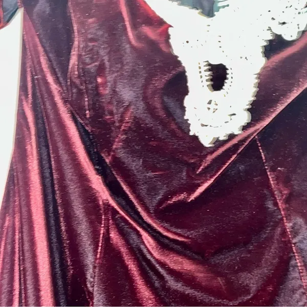 Vintage 80s/90s Zum Zum Velvet Gown Burgundy Sweetheart / off the shoulder 13-14 - Image 6