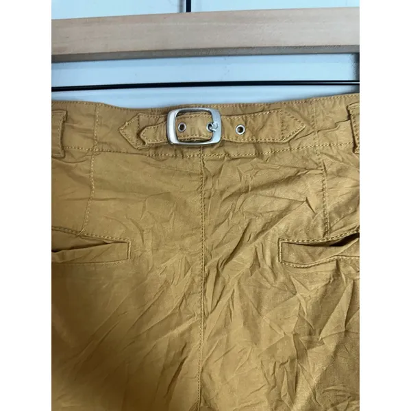 Anthropologie Mustard Yellow Wide Leg Pleated Cinch Back Trousers Size 6 - Image 6