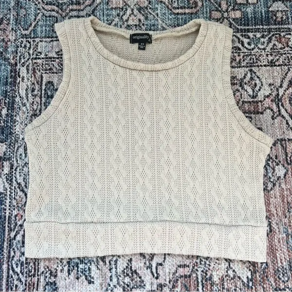 Originality Cable Knit Cropped Tank Top Sleeveless Shirt Size XS - Image 4