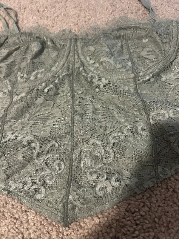 Free people Lace Bustier Crop Top in Sage Green - Image 3