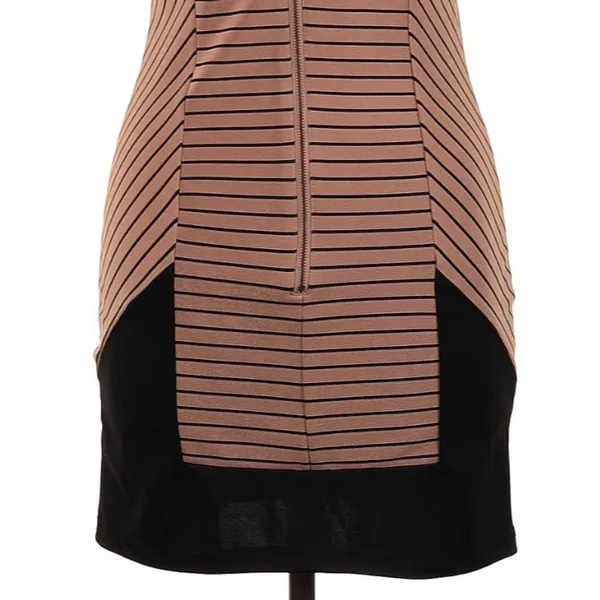 THML Sleeveless Minimalist Career Sheath Dress Size M Brown Black Color Block - Image 8