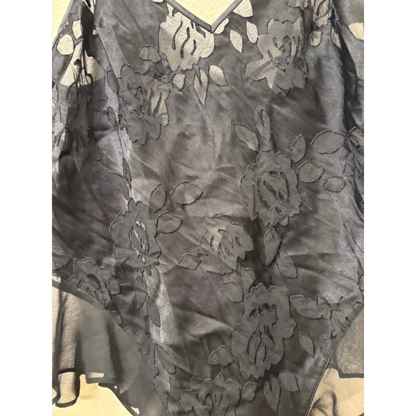 Victoria's Secret VS Archives Black Floral Burnout Ruffle Bodysuit Medium M - Image 4
