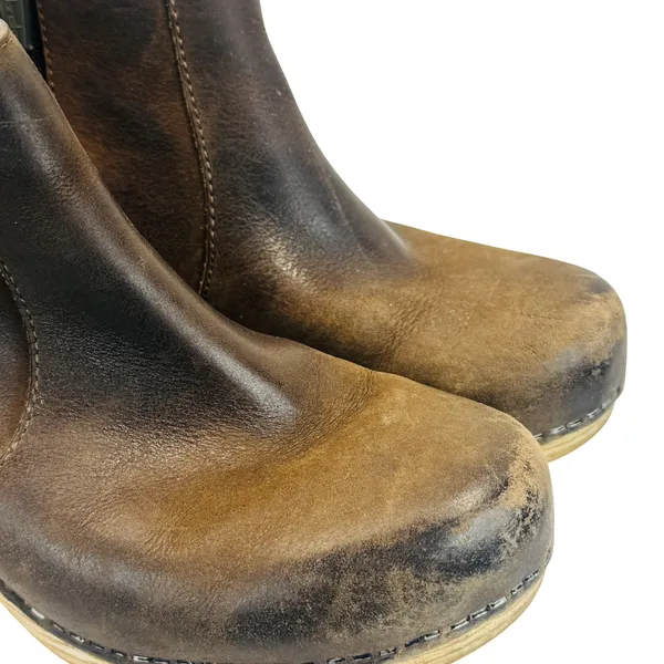 Dansko‎ Maria Brown Leather Clog Ankle Boots Wood Heel Womens 36 Rustic Cottage - Image 12